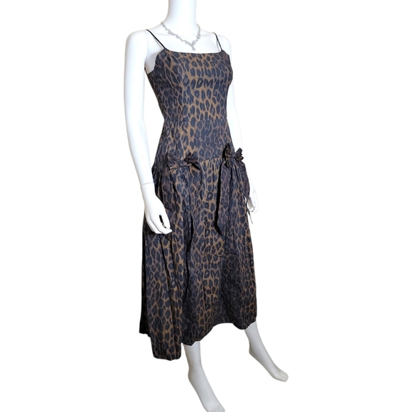 NWT $146 DAMSON MADDER Persephone Leopard Midi Dress 6 - Picture 4 of 7